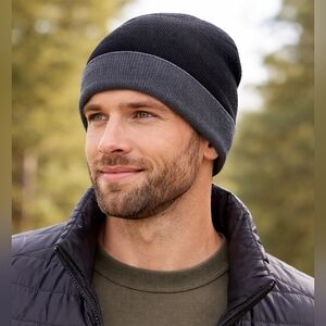 Black & Charcoal Two-Tone Beanie